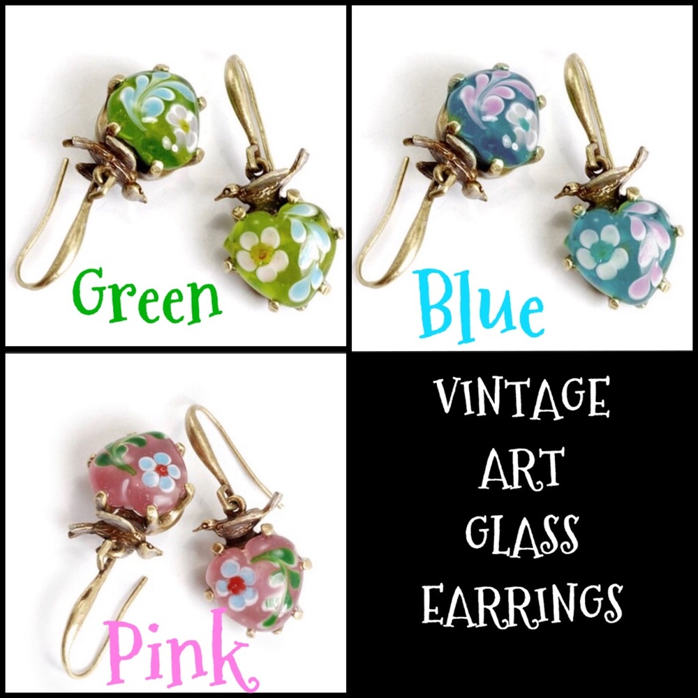 Vintage Art Glass Earrings,NWT-Boutique